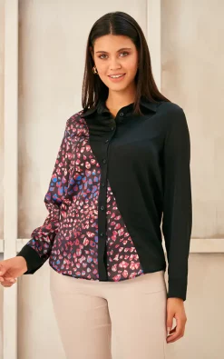 Cheapest 😉 Jenerique Half Sleeve Colour Block 👚 Shirt In Purple Print ❤️