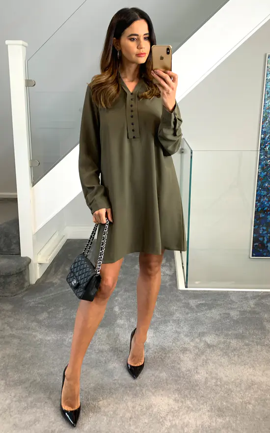 Wholesale π₯ HOXTON GAL Tunic π Shirt With Button Details In Khaki β€οΈ - Image 2