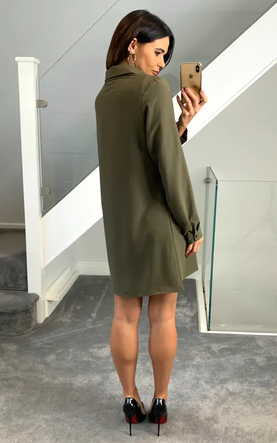 Wholesale π₯ HOXTON GAL Tunic π Shirt With Button Details In Khaki β€οΈ - Image 4