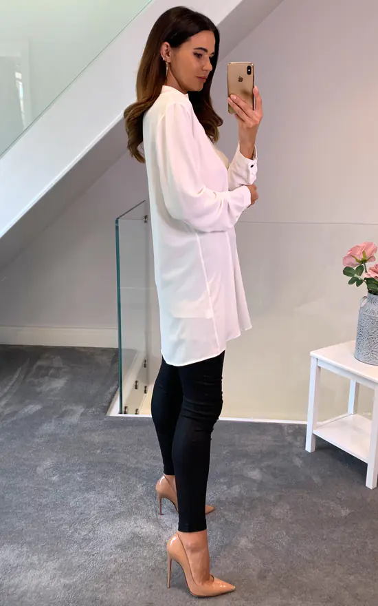 Top 10 ๐ HOXTON GAL Crepe Tunic ๐ Shirt With Button Details In White ๐คฉ - Image 3