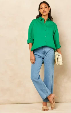 Outlet 🤩 JJXX Relaxed Fit Poplin 👚 Shirt In Green 👏