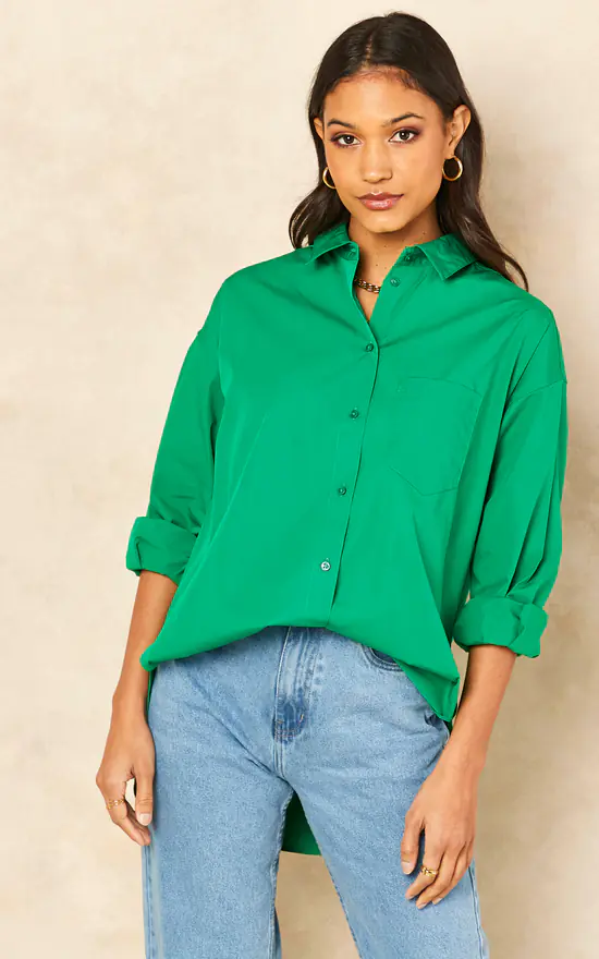 Outlet π€© JJXX Relaxed Fit Poplin π Shirt In Green π - Image 3