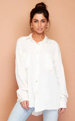 Flash Sale ✨ Wired Angel Cream White Satin Details ☀️ Summer Blouse 👕 Shirt 🧨
