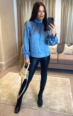 Cheap 💯 SlayTwins Cecile Star Print High Neck Blouse ⌛