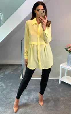 Flash Sale 😀 HOXTON GAL Long Sleeves Oversized 👚 Shirt In Yellow 🤩