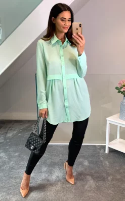 Hot Sale ✨ HOXTON GAL Long Sleeves Oversized 👕 Shirt In Mint 🥰