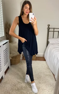 Best Pirce 🛒 Aftershock London Sleeveless Top With Asymmetric Hem In Black 😉