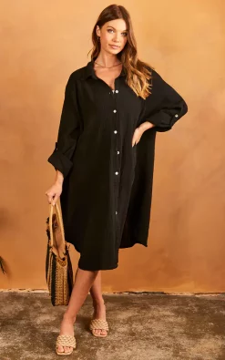 Cheap 😀 Bella And Blue Oversized 👕 Shirt 👗 Dress In Black 🎁