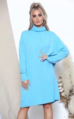 Best deal 💯 Lucy Sparks Sky Blue Long Sleeve Turtle Neck 👗 Dress 😉