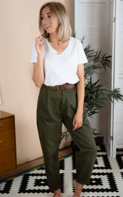 Discount 🌟 Rock On Ruby Basic White V Neck Organic Cotton T 👕 Shirt ⭐