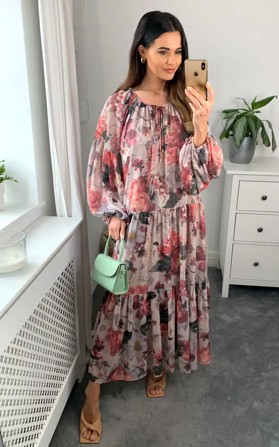 Outlet ๐คฉ Malissa J Collection Oversized Floral Long Maxi ๐ Dress In Blush Pink ๐