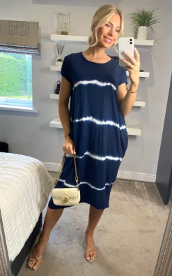 Best reviews of 👏 Belle Love Italy 2 Pocket Cap Sleeve Midi Tie Dye Casual 👗 Dress Dark Grey 😀