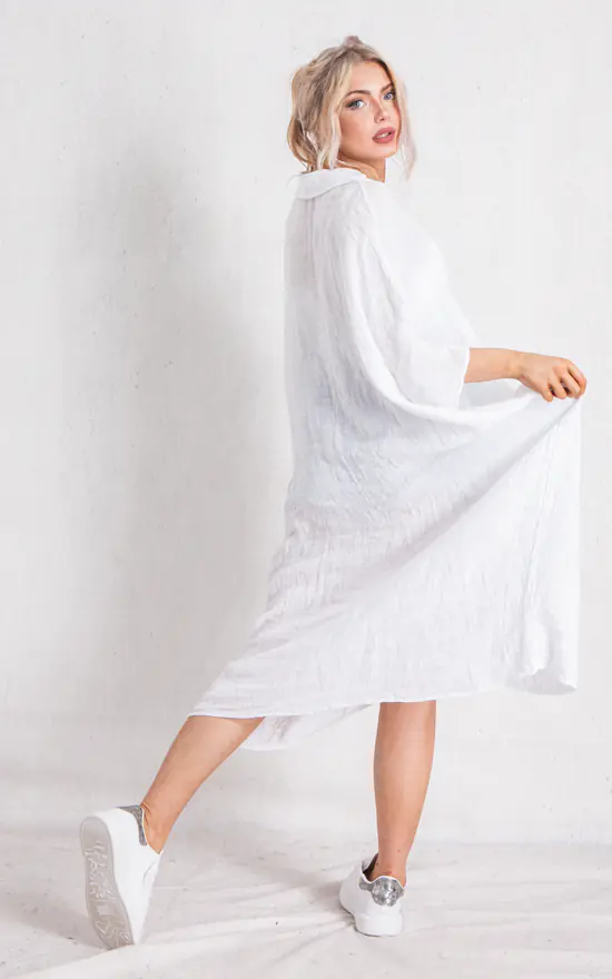 New โ Boutique Store White Linen V Neck Maxi Tunic ๐ฅ - Image 2