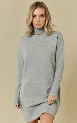 Top 10 🛒 VM Light Grey Melange Long Sleeve Rollneck Knit 👗 Dress 😀