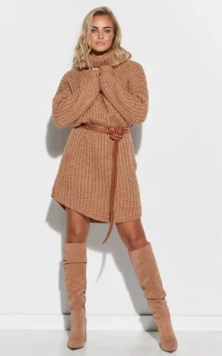 Brand new ✨ Makadamia Knitted Sweater Mini 👗 Dress In Light Brown 🧨