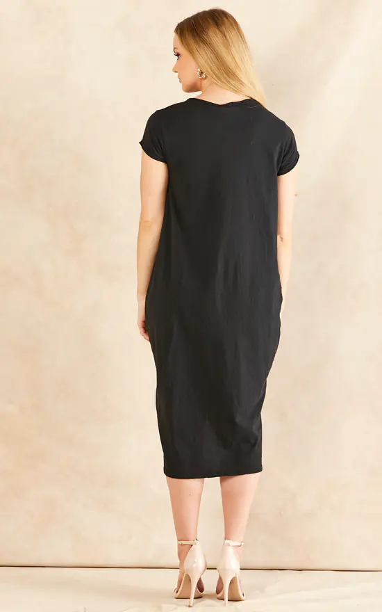 Flash Sale ๐ Belle Love Italy Cap Sleeve 2 Pocket Cotton Midi ๐ Dress In Navy ๐ - Image 4