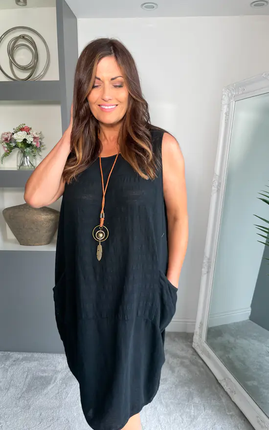 Wholesale โ๏ธ Nova Notte Black Italian Lagenlook Sleeveless Cocoon Tunic ๐ Dress Aaliyah ๐คฉ - Image 3