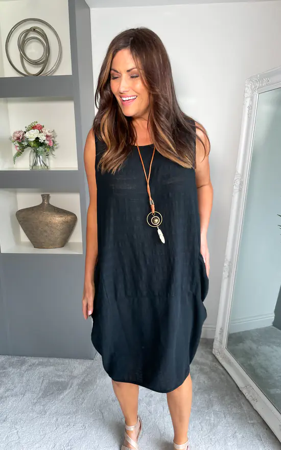 Wholesale โ๏ธ Nova Notte Black Italian Lagenlook Sleeveless Cocoon Tunic ๐ Dress Aaliyah ๐คฉ - Image 4