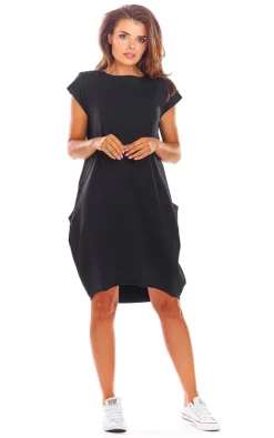 Buy 🥰 AWAMA Oversized Cotton 👗 Dress With Pockets In Black 😀