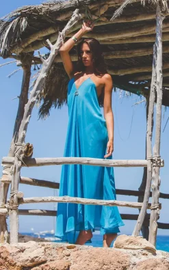 Best deal 🧨 Natasha Kieran Backless Coin Maxi 👗 Dress In Turquoise 💯