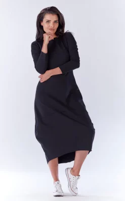 Top 10 🔥 AWAMA Black Loose Midi 👗 Dress ⭐