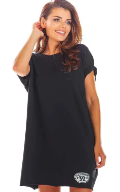 Best Pirce 🎉 AWAMA Oversized Mini 👗 Dress With Low Back In Black 🎉