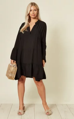Best reviews of ๐ Blue Vanilla Libby Long Sleeve Oversized Tunic Black ๐