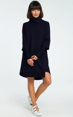 Hot Sale 💯 MOE Navy Blue High Neck Long Sleeve 👗 Dress 💯