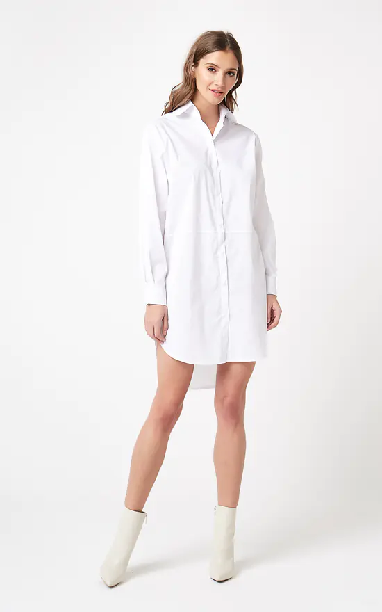 Budget ๐ Bergamo Loose ๐ Shirt ๐ Dress With Extended Back In White ๐