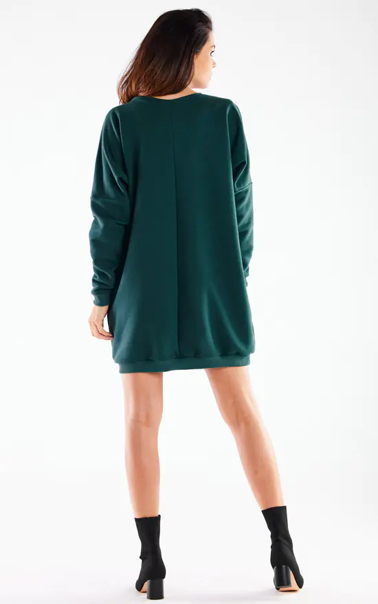 Best Pirce ๐ AWAMA Green Oversize ๐ Dress With Long Sleeves And V Neckline ๐ - Image 3