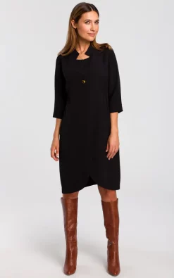 Hot Sale 🔥 MOE 3/4 Sleeve 👚 Shirt 👗 Dress In Black ✔️