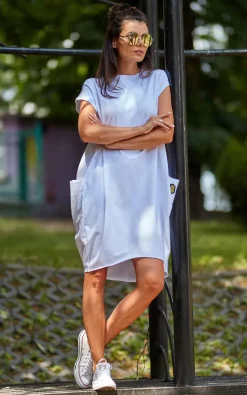 Best deal ⌛ AWAMA Oversized Cotton 👗 Dress With Pockets In White ⭐