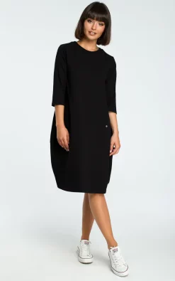 Best reviews of 😉 MOE Black 3/4 Sleeve Oversized Midi 👗 Dress 🔥