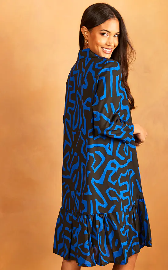 Promo โ Bella And Blue Geometric Print Midi ๐ Shirt ๐ Dress In Blue ๐ฅฐ - Image 4