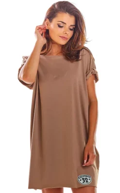 Cheap 😉 AWAMA Oversized Mini 👗 Dress With Low Back In Beige ✨