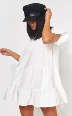 Promo 😀 The Fashion Bible Luca Petite White Frill Smock 👗 Dress 😍