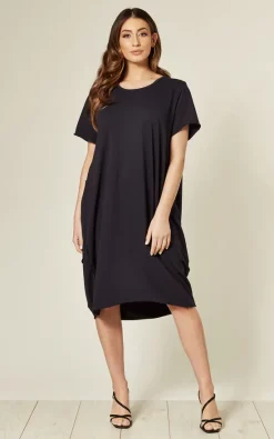 New 😀 Aftershock London Oversized Midi 👗 Dress With Pockets In Navy ❤️