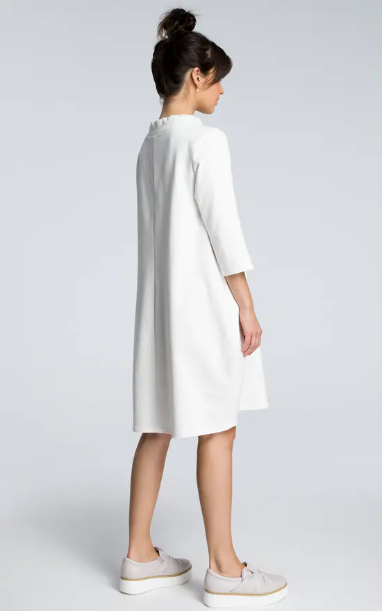 Outlet โ๏ธ MOE Oversized Midi ๐ Dress With 3/4 Sleeves In White ๐ - Image 2