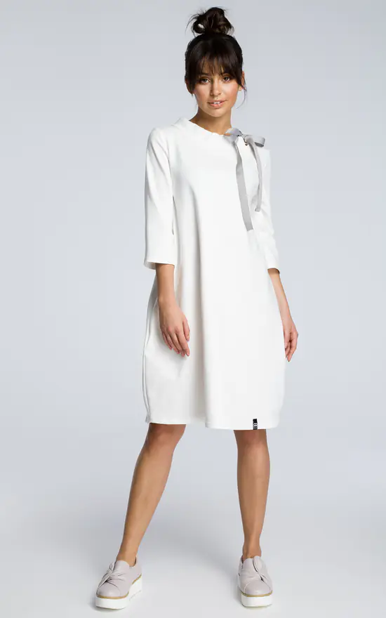 Outlet โ๏ธ MOE Oversized Midi ๐ Dress With 3/4 Sleeves In White ๐ - Image 3