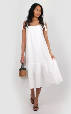 Promo ✔️ Bullet Ivy Strappy White Sun 👗 Dress 👏