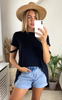 Budget ✔️ Jenerique Oversize ☀️ Summer Top/Tunic In Black Colour ✔️