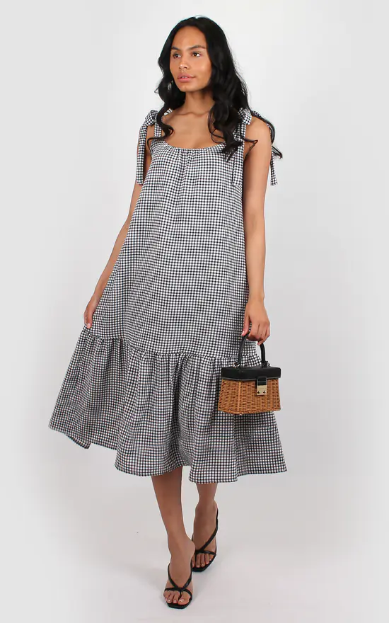 Deals ๐ Bullet Ivy Strappy Sun ๐ Dress In Black Gingham โ
