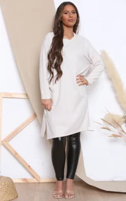 Best reviews of 🧨 Lucy Sparks Beige Long Sleeve Jumper 👗 Dress With Pockets 🥰