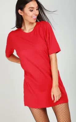 Flash Sale 😍 Oops Fashion Short Sleeve Basic Tshirt 👗 Dress In Red ❤️