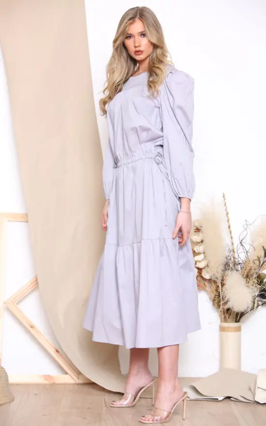 Best Sale ๐ LOES House Long Puff Sleeve Round Neck ๐ Shirt Maxi ๐ Dress In White ๐ - Image 2