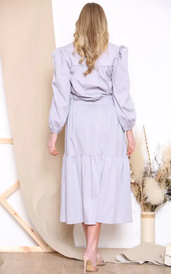 Best Sale ๐ LOES House Long Puff Sleeve Round Neck ๐ Shirt Maxi ๐ Dress In White ๐ - Image 3