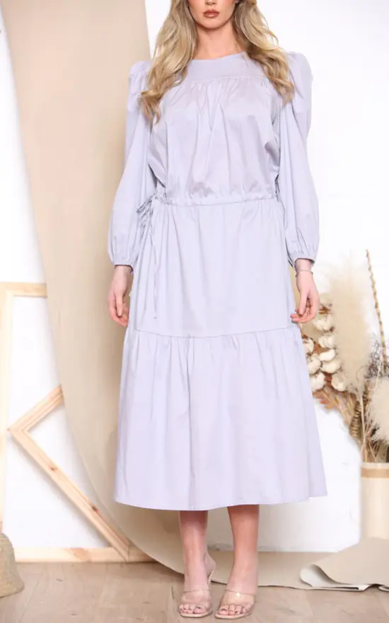 Best Sale ๐ LOES House Long Puff Sleeve Round Neck ๐ Shirt Maxi ๐ Dress In White ๐ - Image 4