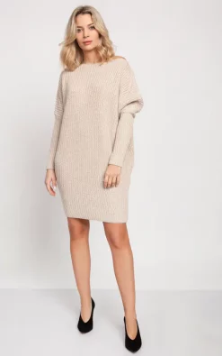 Top 10 ✨ MKM Knitwear Design Oversized Jumper 👗 Dress In Beige 🤩