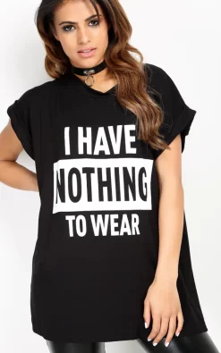 Coupon 🎁 Oops Fashion Oversized Slogan Print T 👕 Shirt In Black 😀