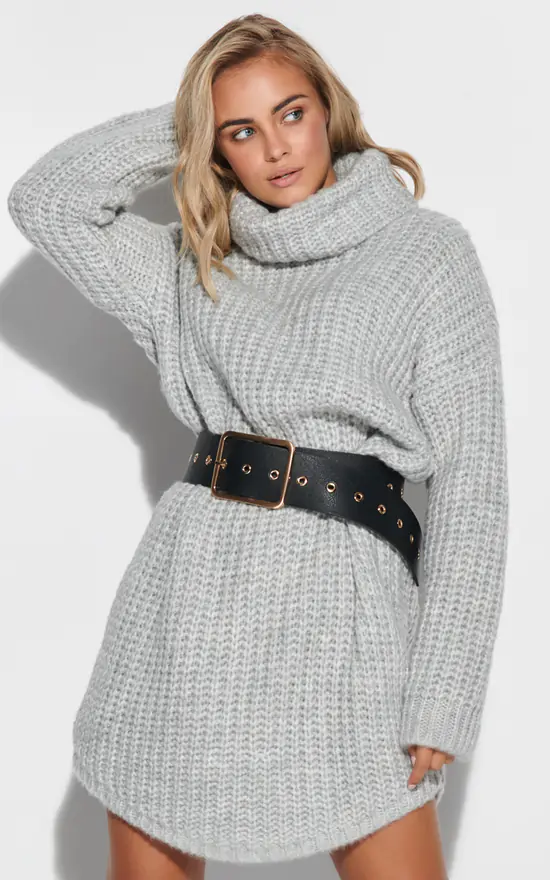 New ๐ Makadamia Knitted Sweater Mini ๐ Dress In Grey ๐งจ - Image 2